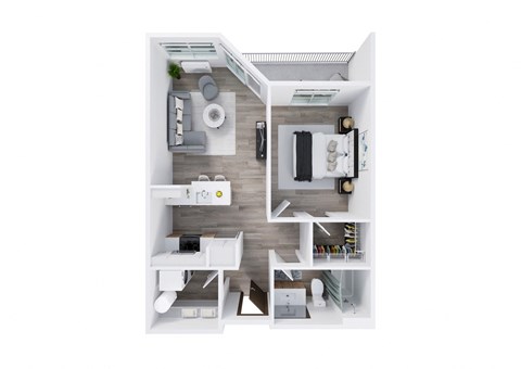 Harbor Sky Apartments in Portland, Oregon 1x1 A Floor Plan